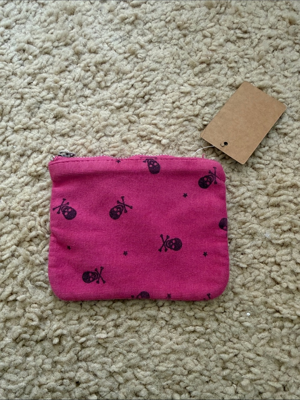 Brandy melville pink skull coin purse